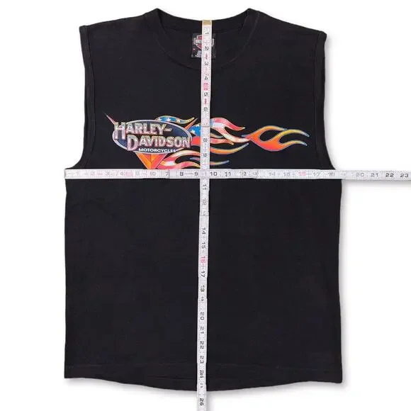 Y2K Vintage Harley Davidson Flame Tank Top TexasSize Medium Men's